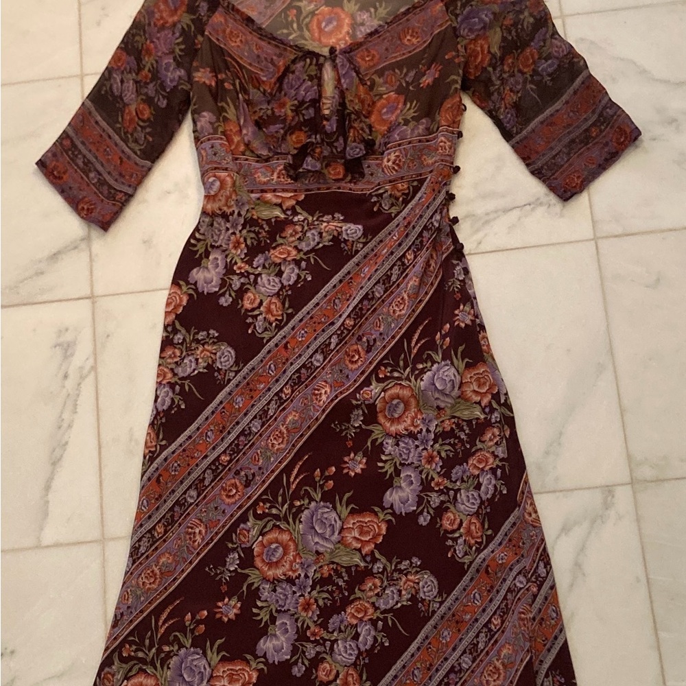 Plenty by Tracy Reese Burgundy Floral Midi Dress